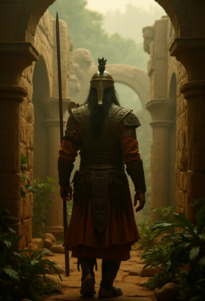 00056-3342657782-a 4k photograph with hyper realism of a ancient Babylonian warrior in the hanging gardens.png